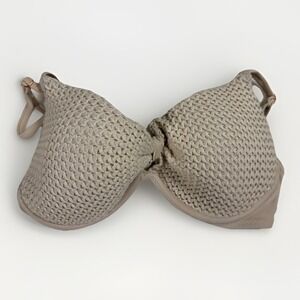 Shade‎ & Shore Womens Crochet Bikini Top Size 36B Ivory Boho Festival Underwire